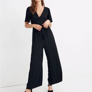 Madewell $157 Wrap-Waist Jumpsuit in Dot Jacquard